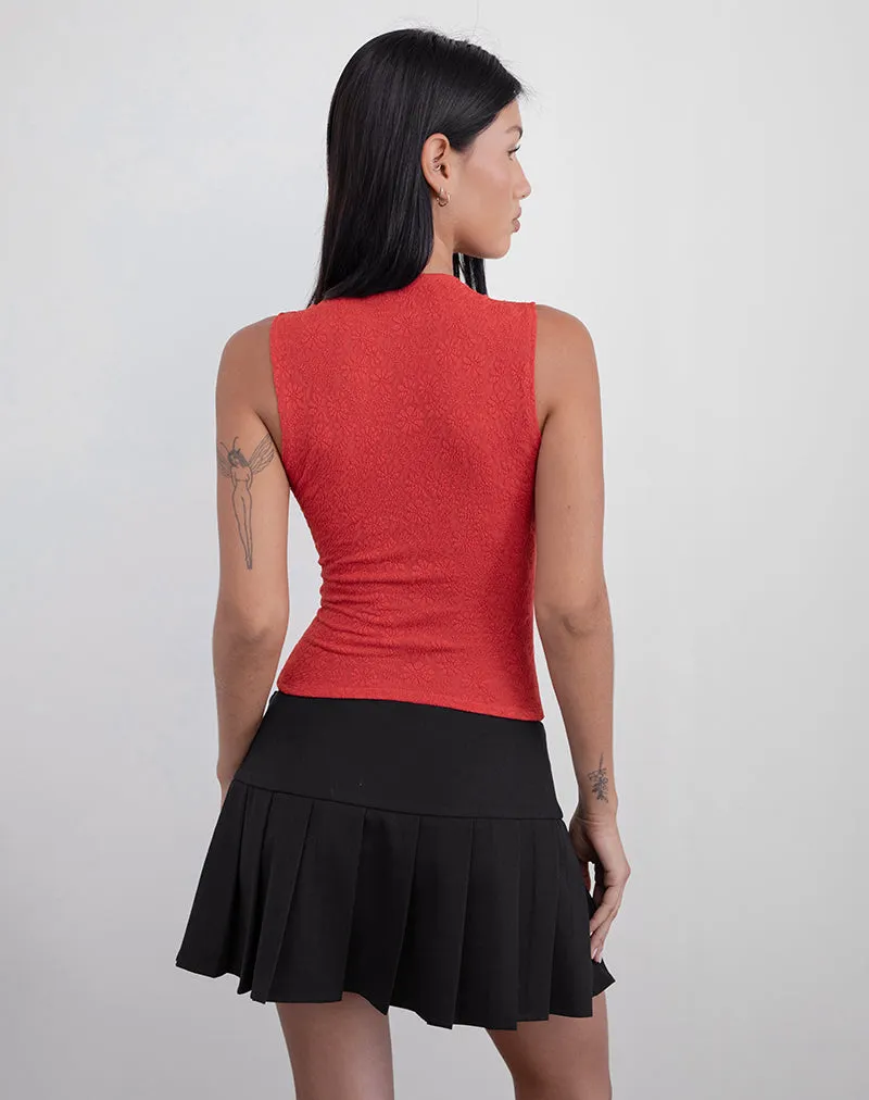 Jinsu Top in Textured Stretch Red