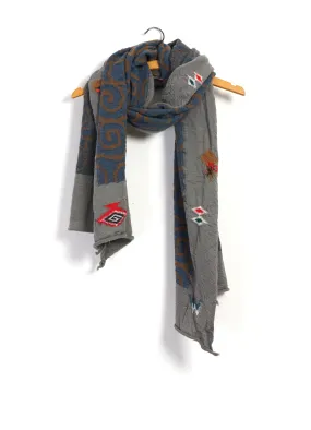 KARAKUSA NECTAR | Compressed Wool Scarf | Grey/Blue