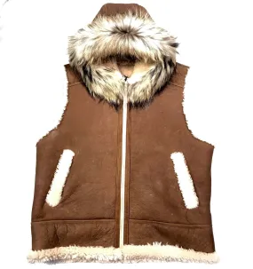 Kashani Brown Fox Fur Shearling Vest