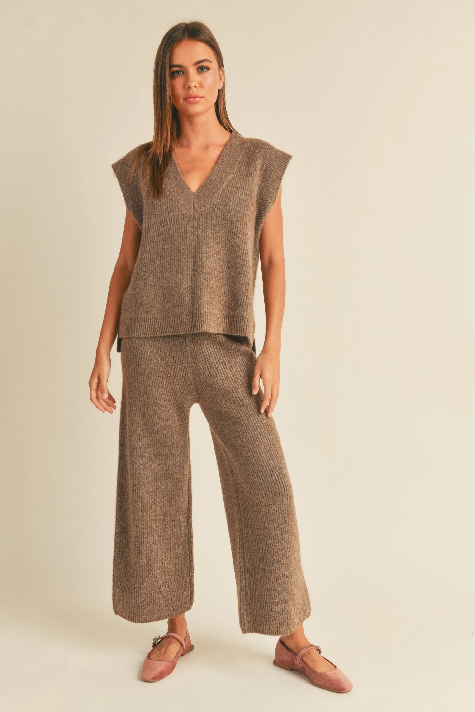 LANA SWEATER PANTS-BROWN