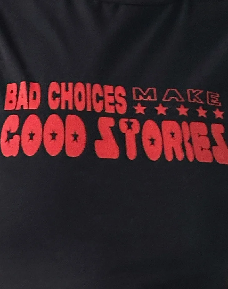 Leen Tank Top in Black with Bad Choices, Good Stories Graphic