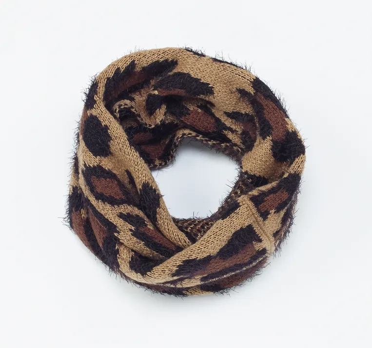 Leopard Knit Infinity Scarf