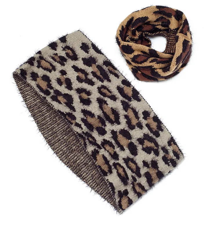 Leopard Knit Infinity Scarf