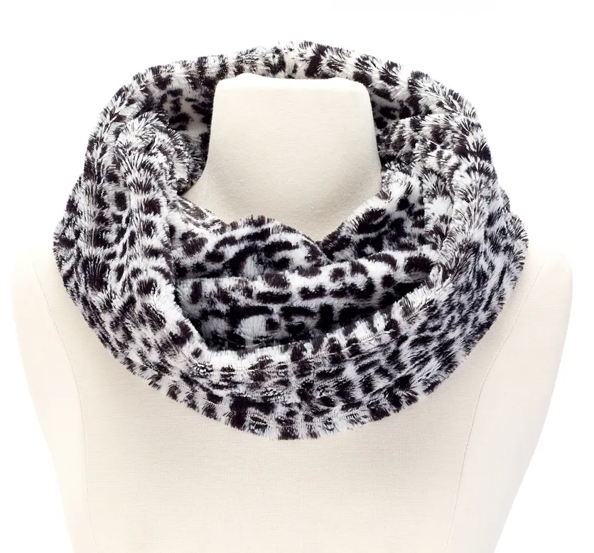 Leopard Print Fur Infinity Scarf