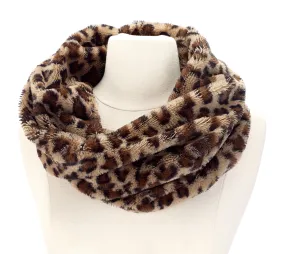 Leopard Print Fur Infinity Scarf