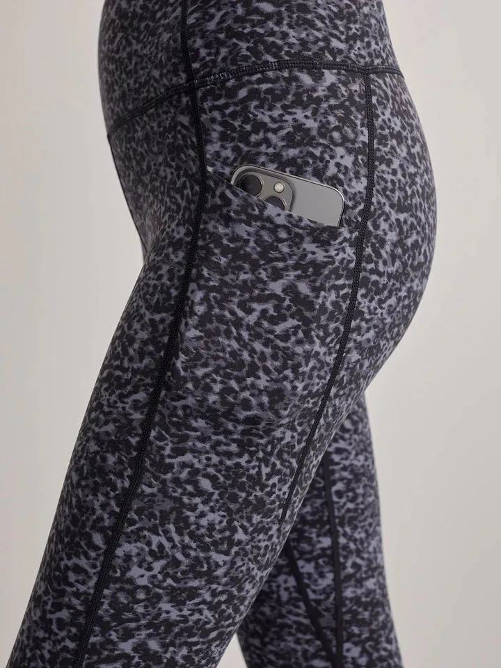 Let's Go Running Legging in Ebony Blue Cheetah