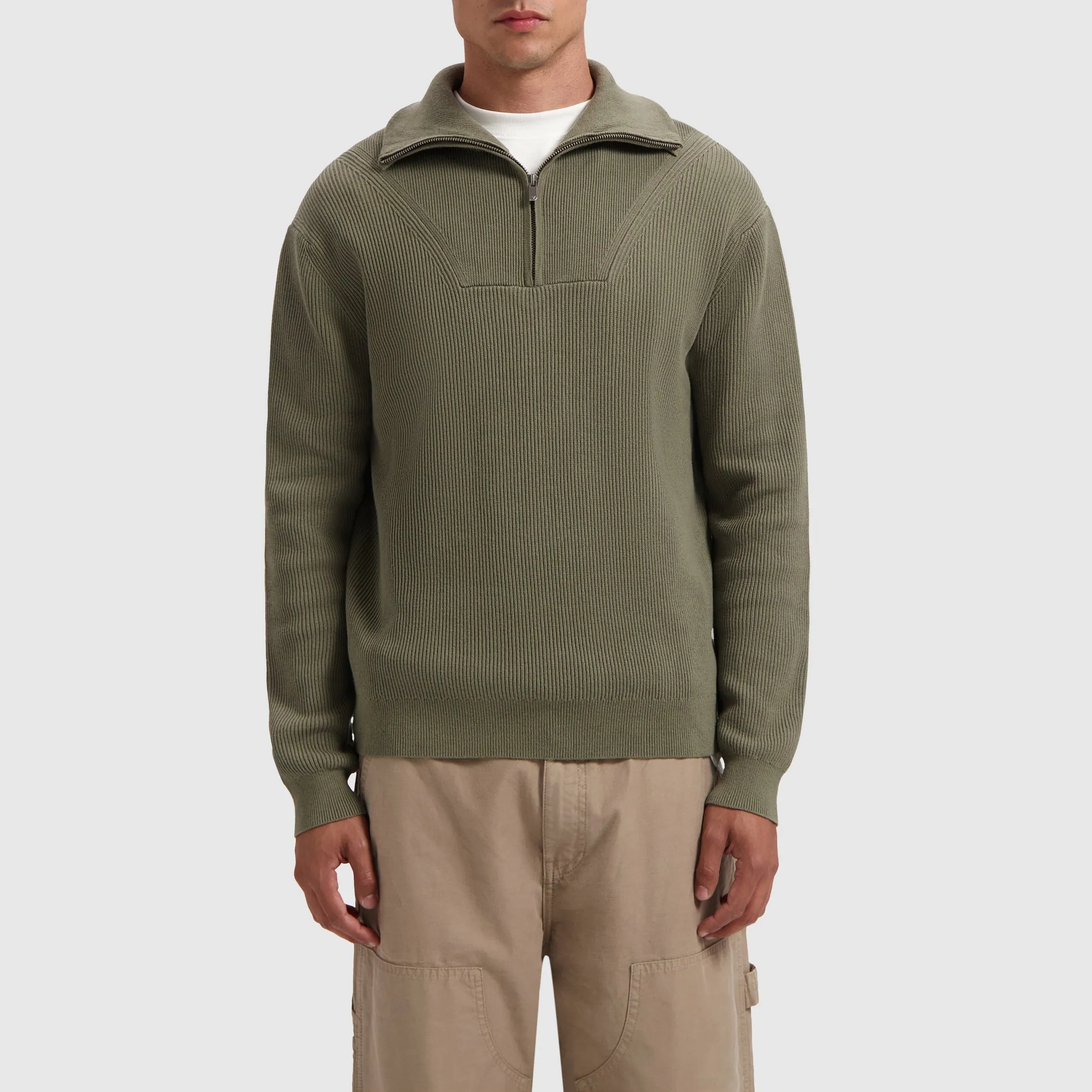 Loose fit Halfzip Knitwear | Army Green