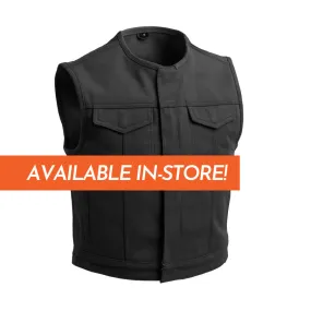 Lowside Black Men's Motorcycle Canvas Vest - Extreme Biker Leather