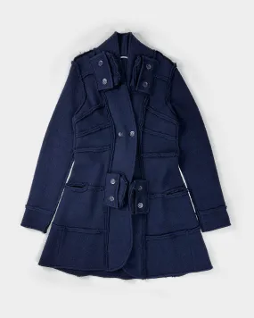 Marithé Francois Gribaud Navy Blue Distressed Coat 2000's