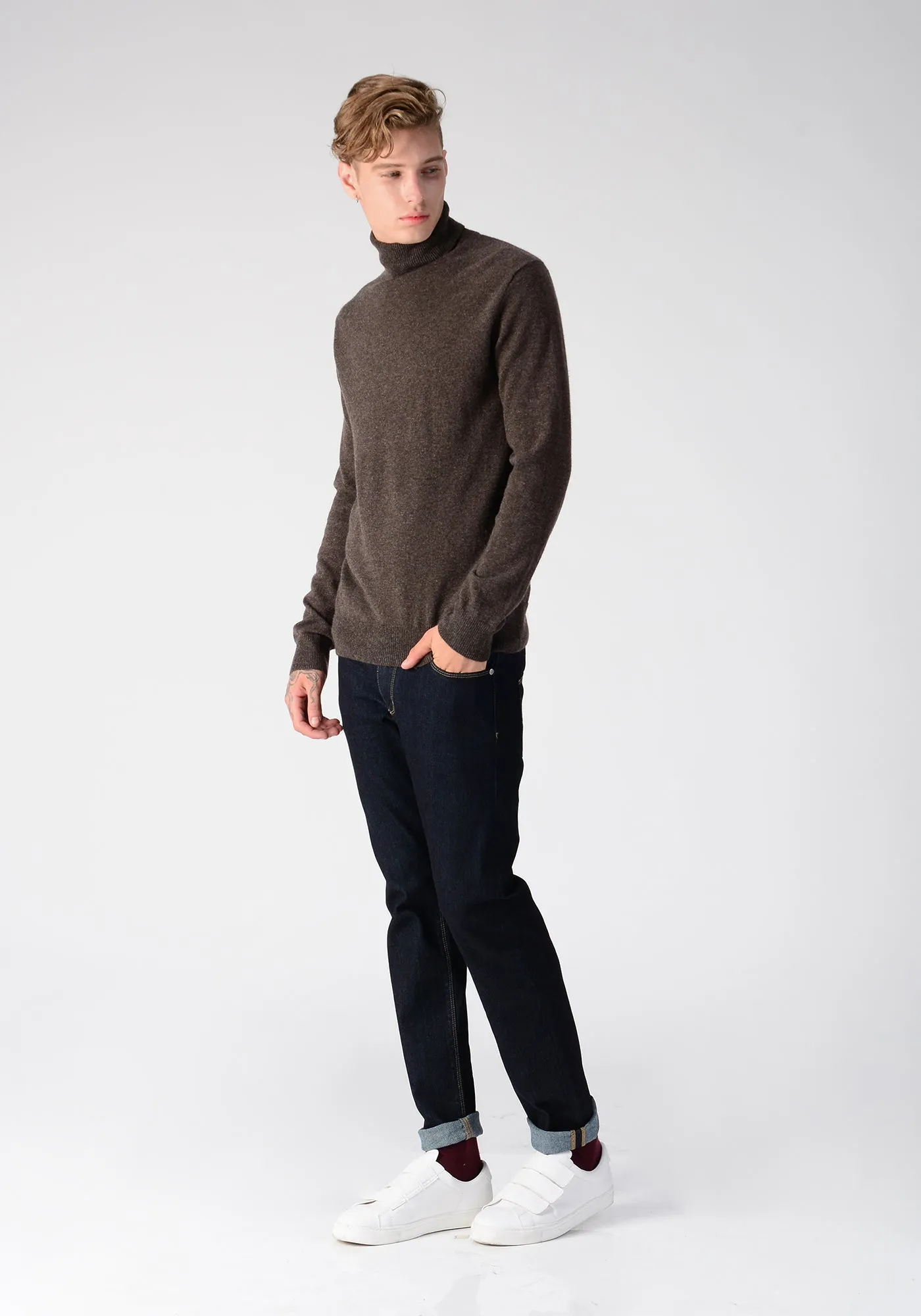 Men Turtleneck Sweater_Cocoa Brown