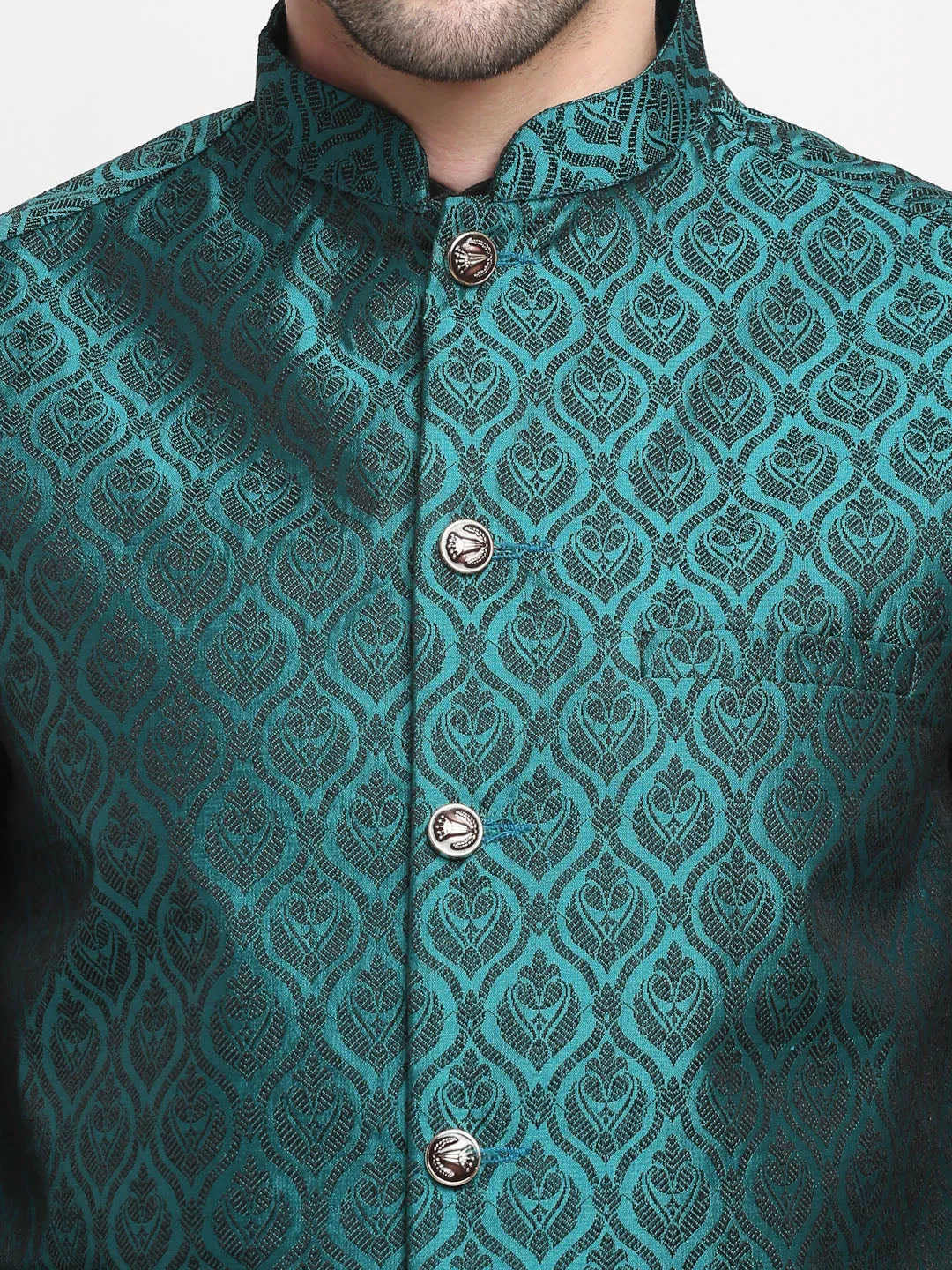 Men'S Green Self-Designed Green Waistcoat