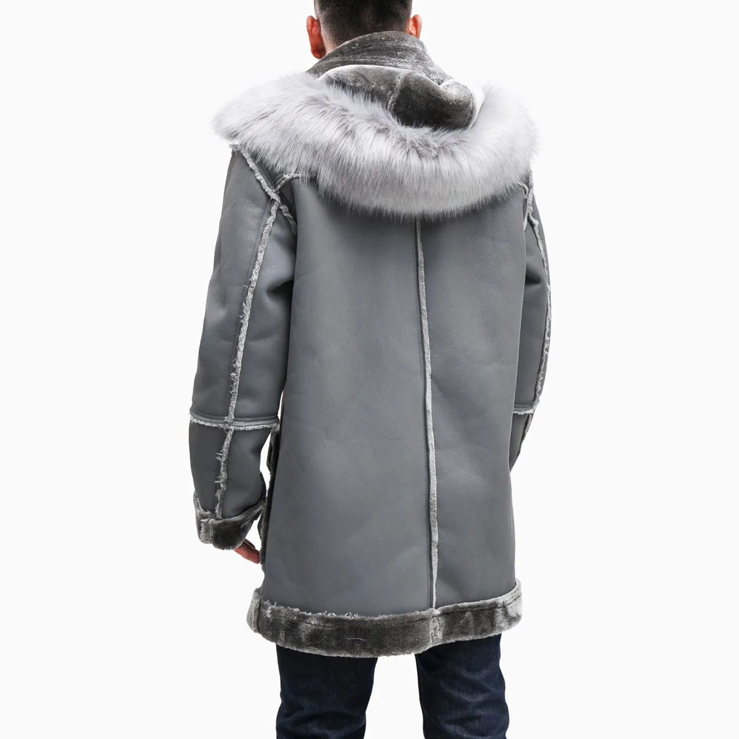 Men's Long Shearling Coat Jacket