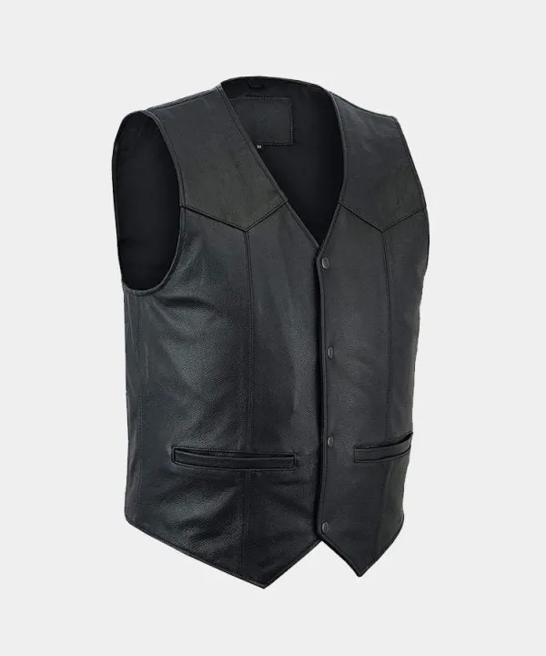 Men’s Motorbike Club Style Classic Genuine Leather Vest