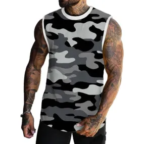 Men's Spring/Summer Printed Regular Fit Crew Neck Vest 11567669YM