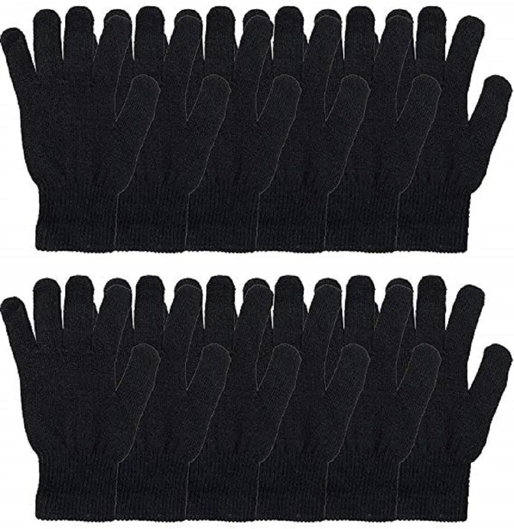 Mens/Womens, Warm and Stretchy Winter Gloves (6 Pack Solid A)