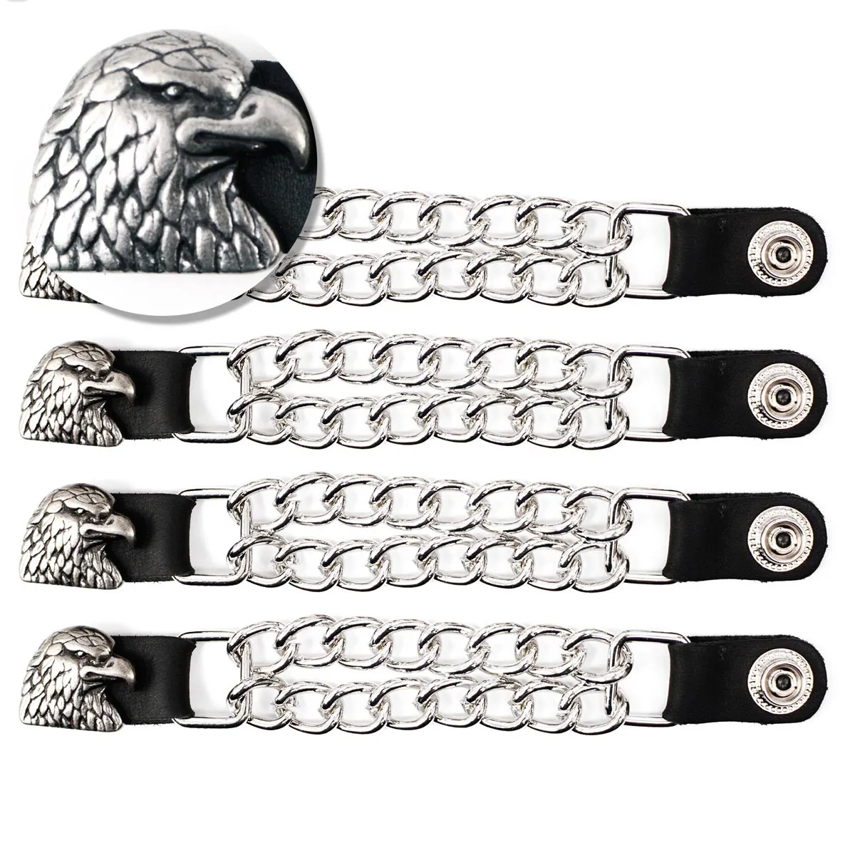 Milwaukee Leather Eagle Head Medallion Vest Extender - Double Chrome