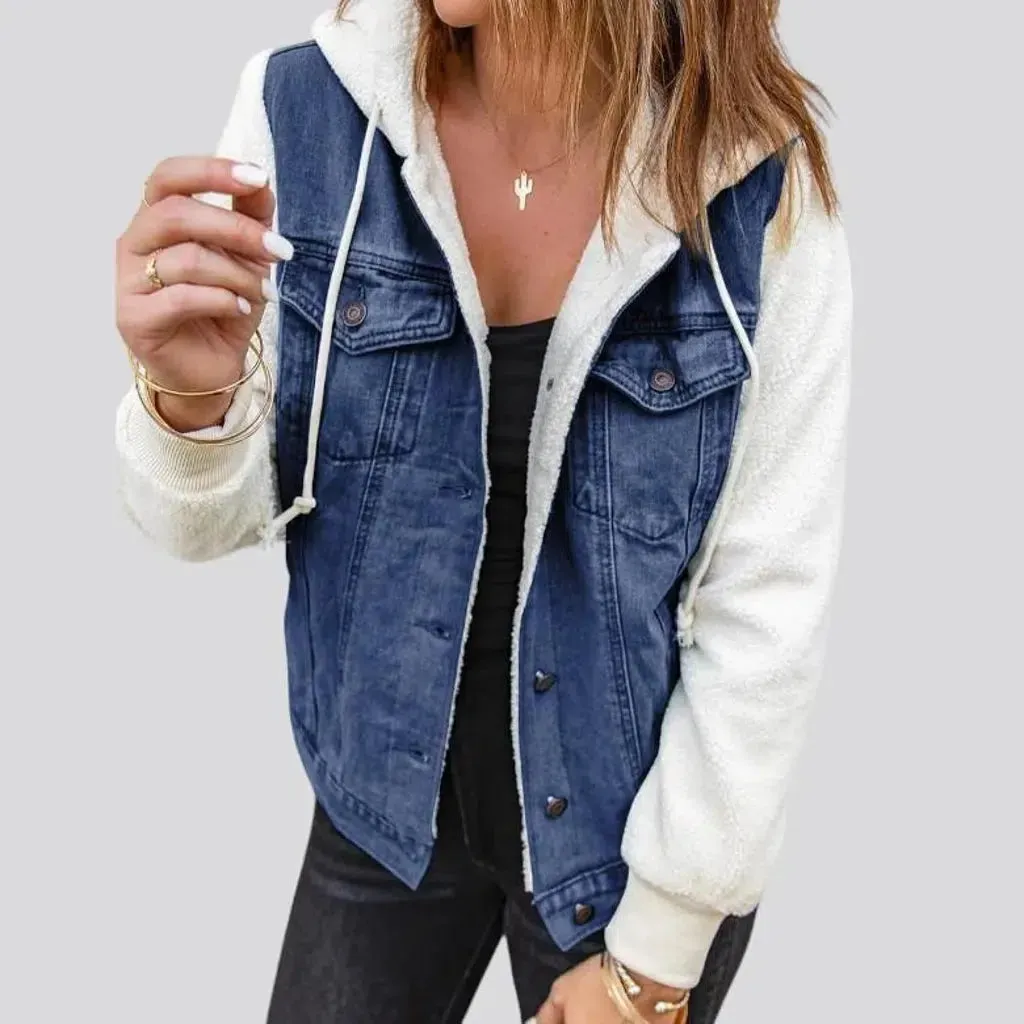 Mixed-fabrics women's jeans jacket