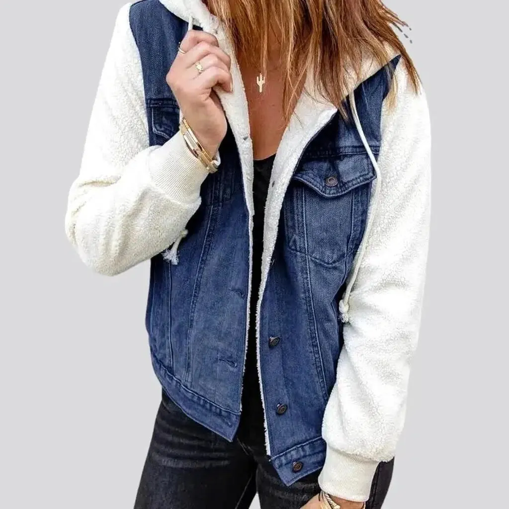 Mixed-fabrics women's jeans jacket