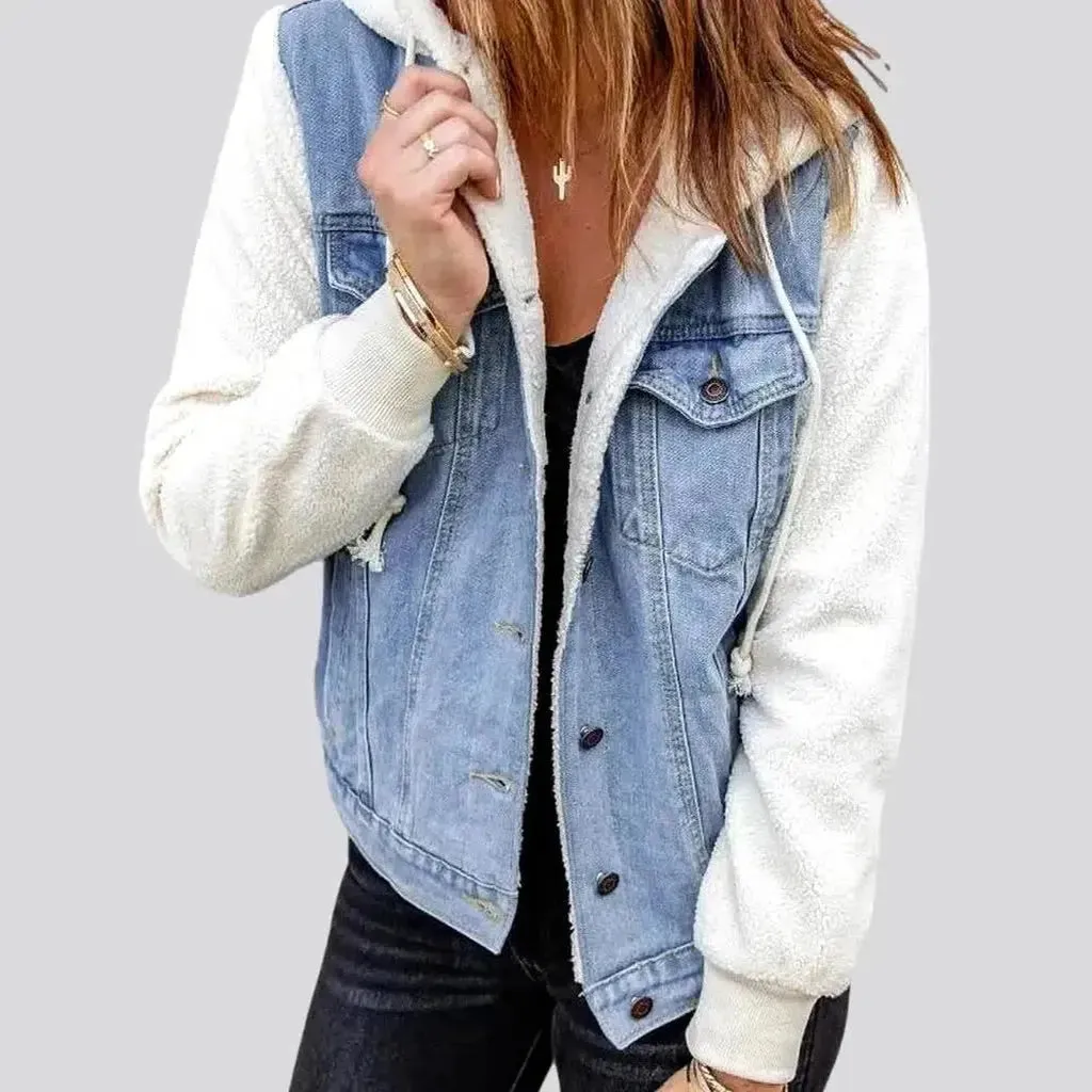 Mixed-fabrics women's jeans jacket