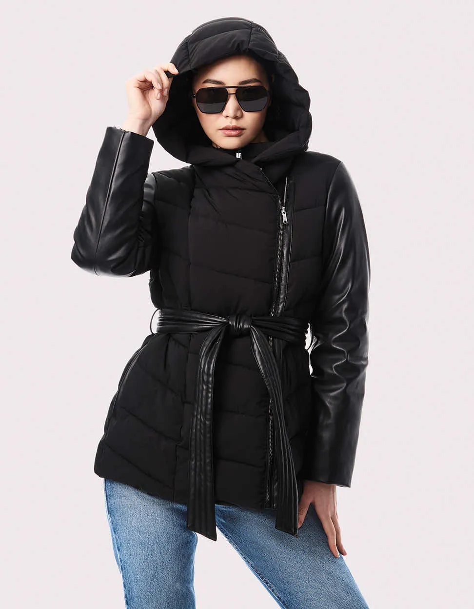 Modern Mixer Vegan Leather Puffer Jacket