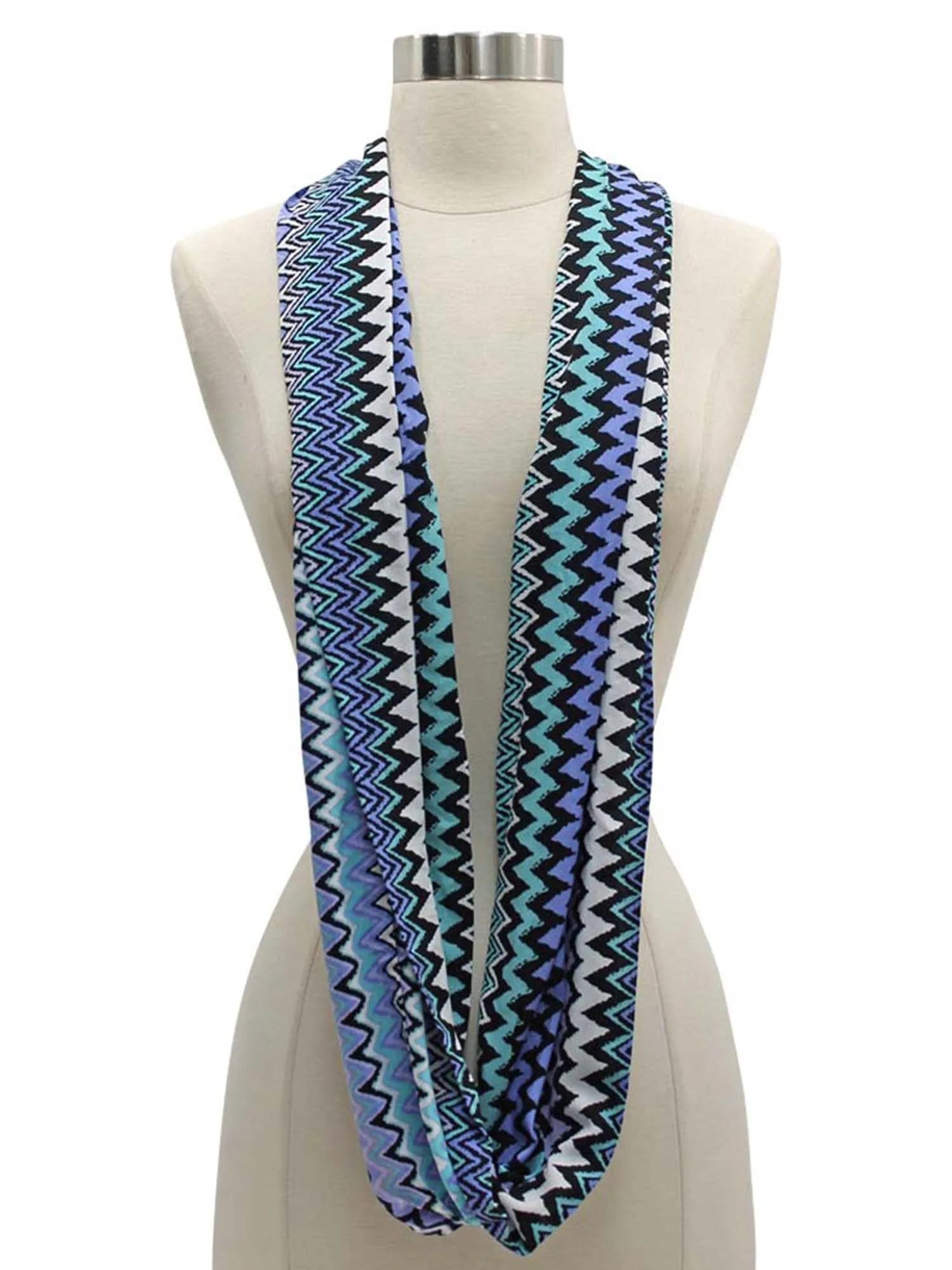 Multi-Tone Chevron Striped Zigzag Pattern Infinity Scarf