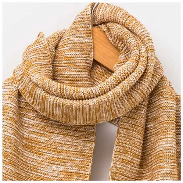 Mustard & Ivory Pom Pom Scarf