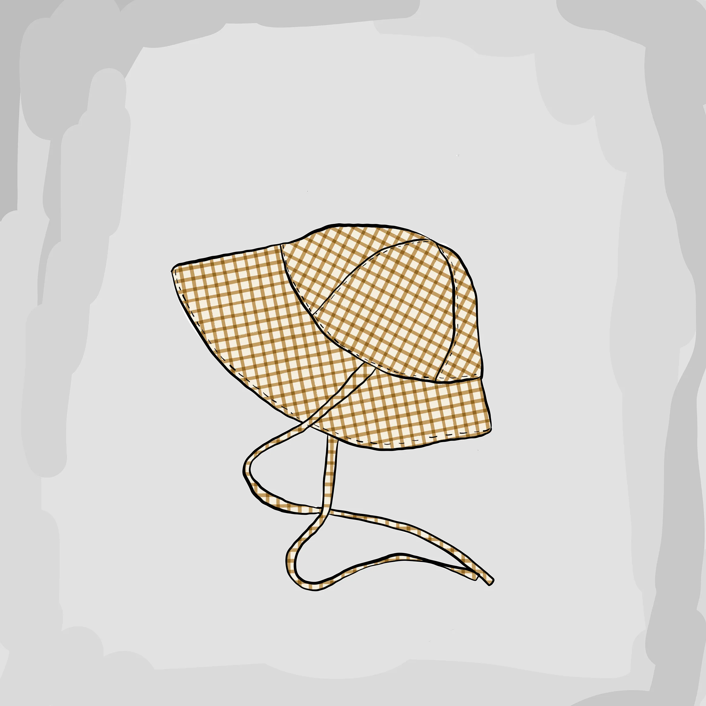 Mustard Gingham Brimmed Sun Hat