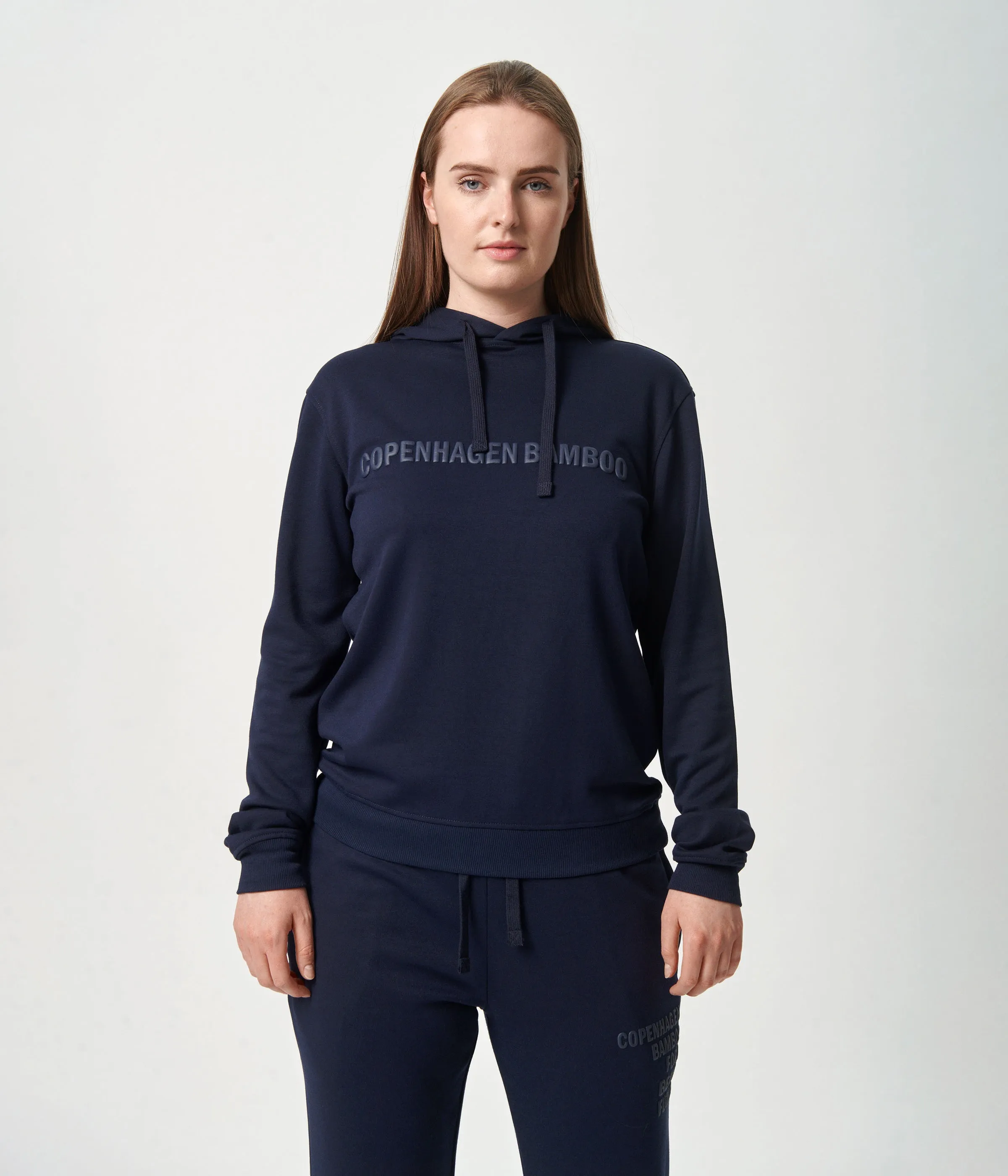 Navy bamboo hoodie track suit with logo