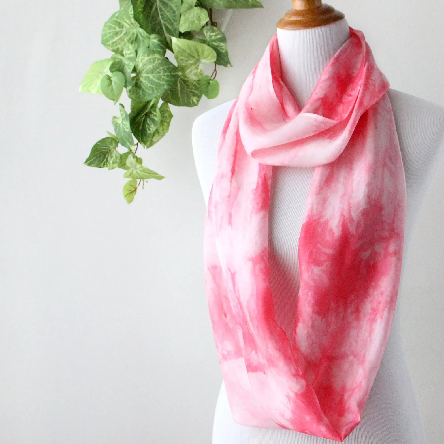 NEW! Hand Dyed Silk infinity Scarf in Peony Pink by Ten Thousand Dandelions