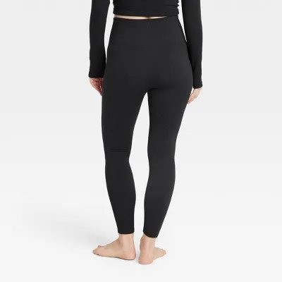 New - Women's Rib Seamless Leggings - All in Motion Black XL