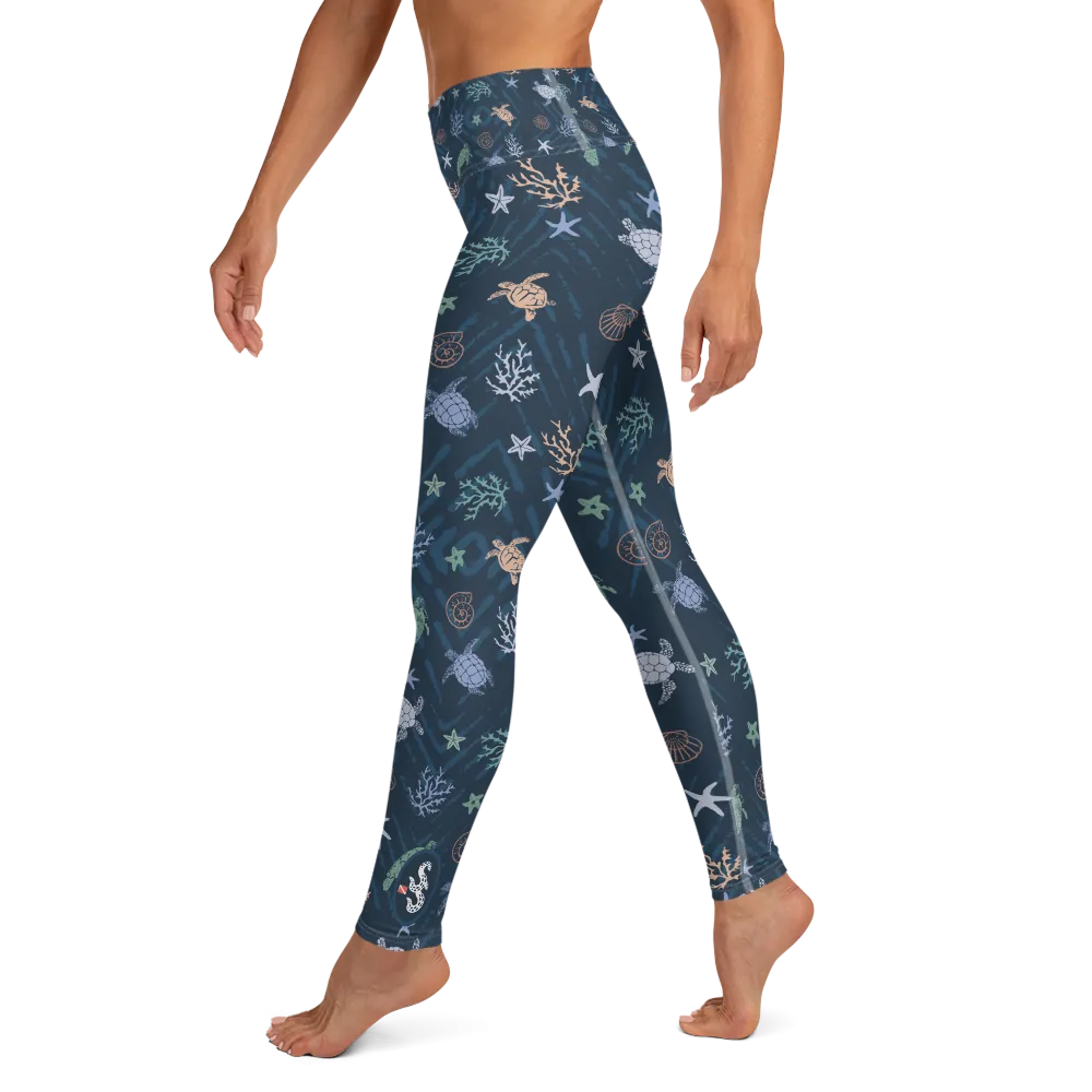 Ocean of Turtles Leggings - High Waist (Warehouse)