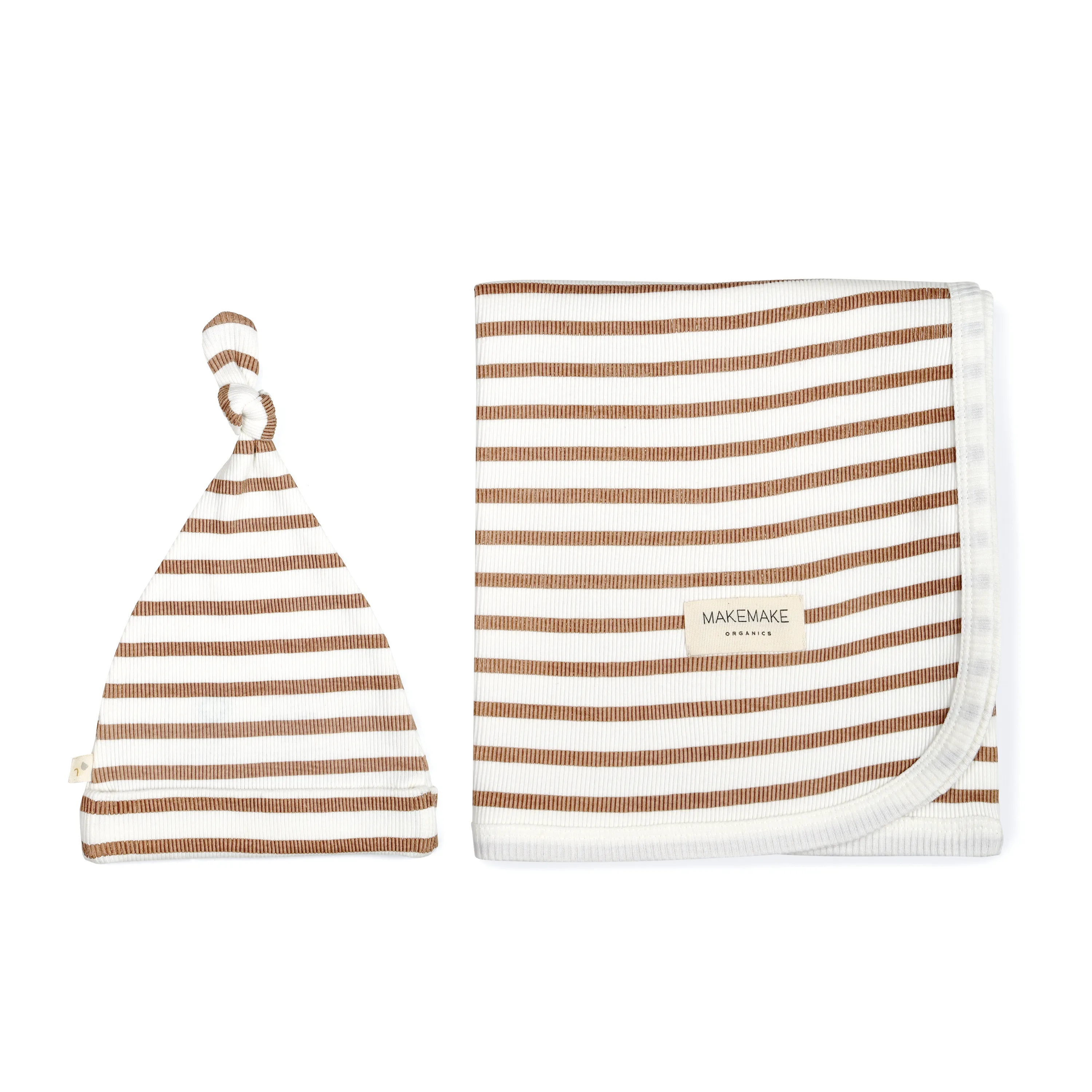 Organic Baby Baby Swaddle Blanket & Hat - Stripes