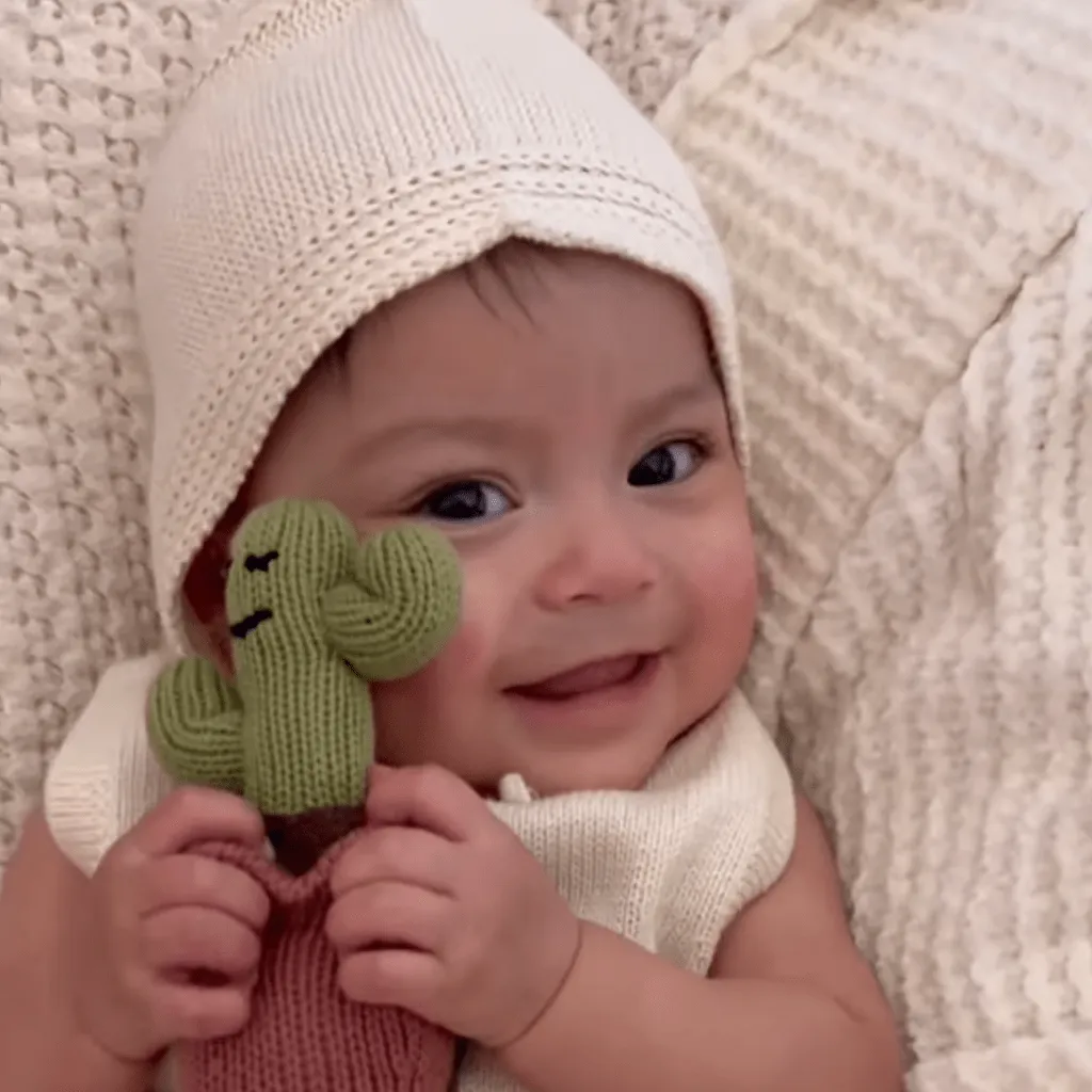 Organic Baby Bonnet Hats, Hand knit