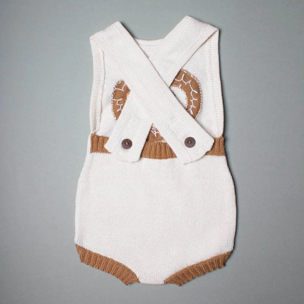 Organic Baby Romper, Sleeveless Knit - Pretzel by Estella