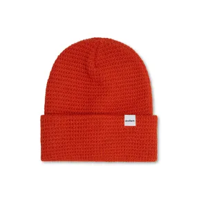 ORGANIC COTTON WAFFLE KNIT BEANIE - DARK ORANGE