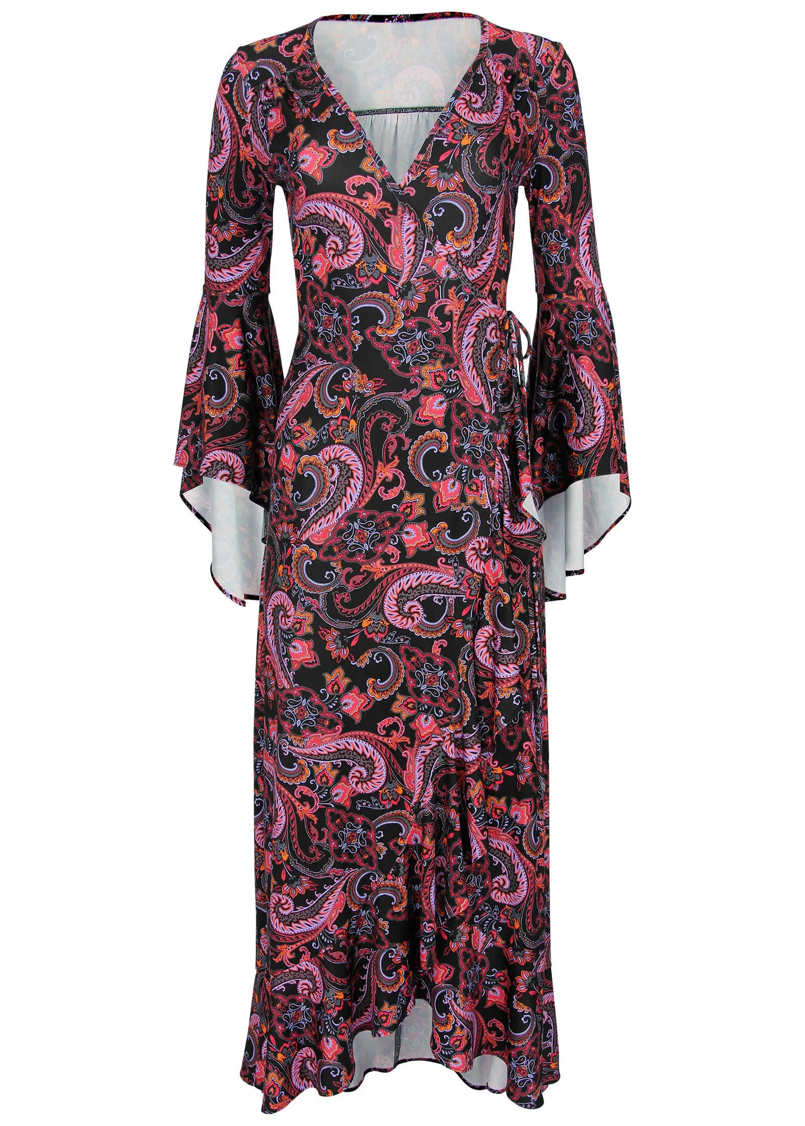 Paisley Wrap Maxi Dress - Multi-Paisley