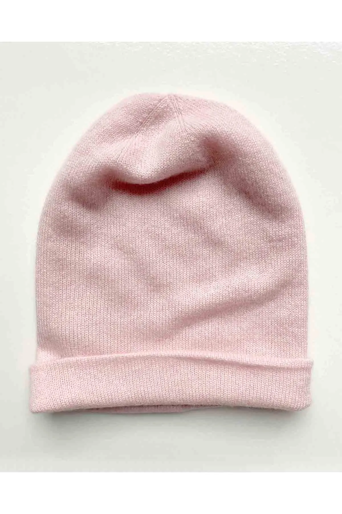 Pale pink cashmere beanie hat for Women