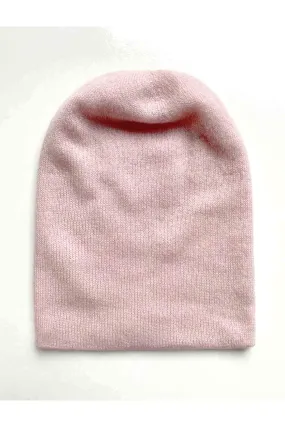 Pale pink cashmere beanie hat for Women