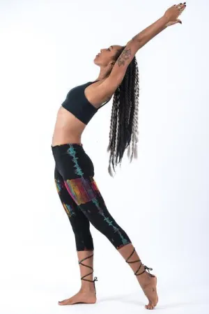 Patch Dye Tie Dye Capri Leggings in Festival Black