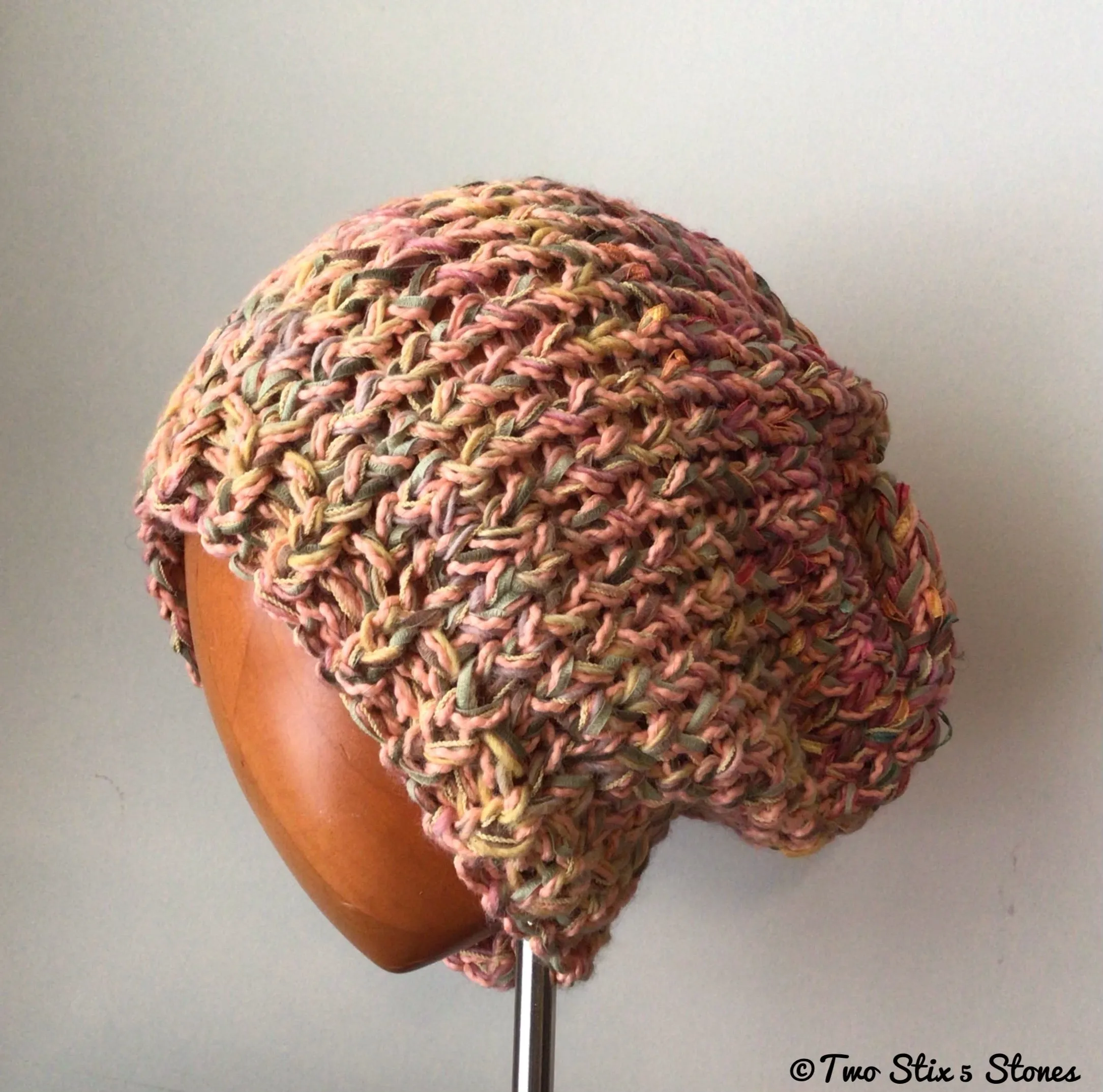 Peach Tweed Slouchy Beanie