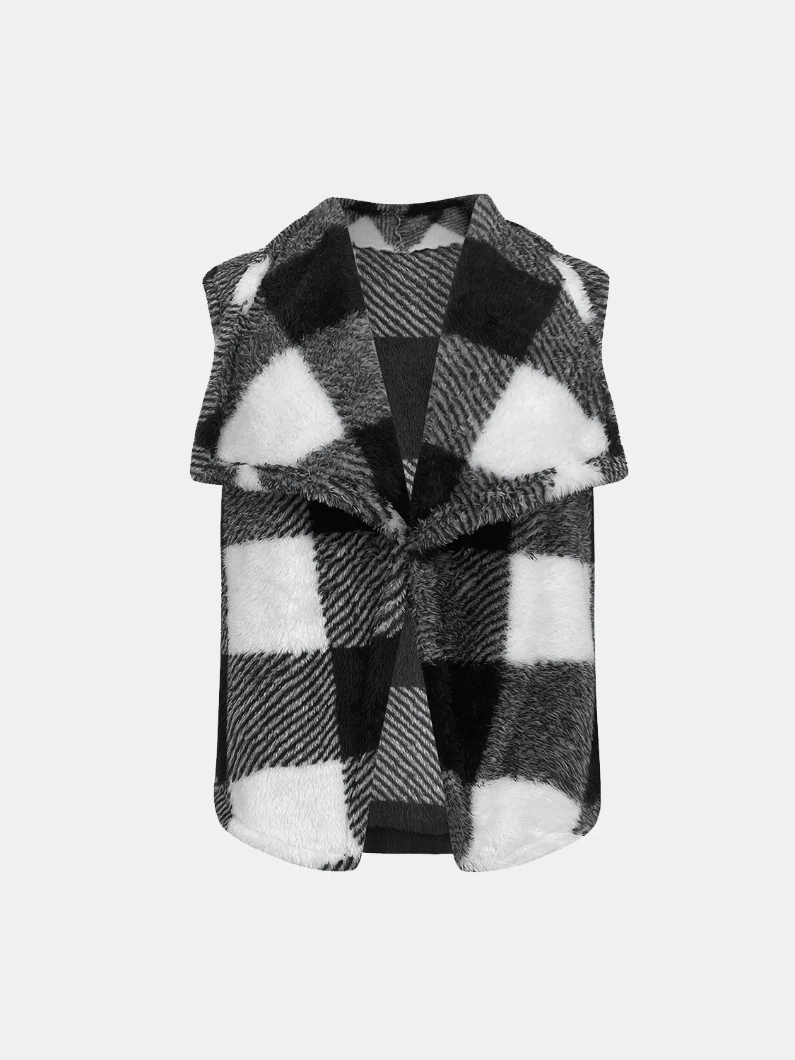 Plaid Open Front Vest Coat