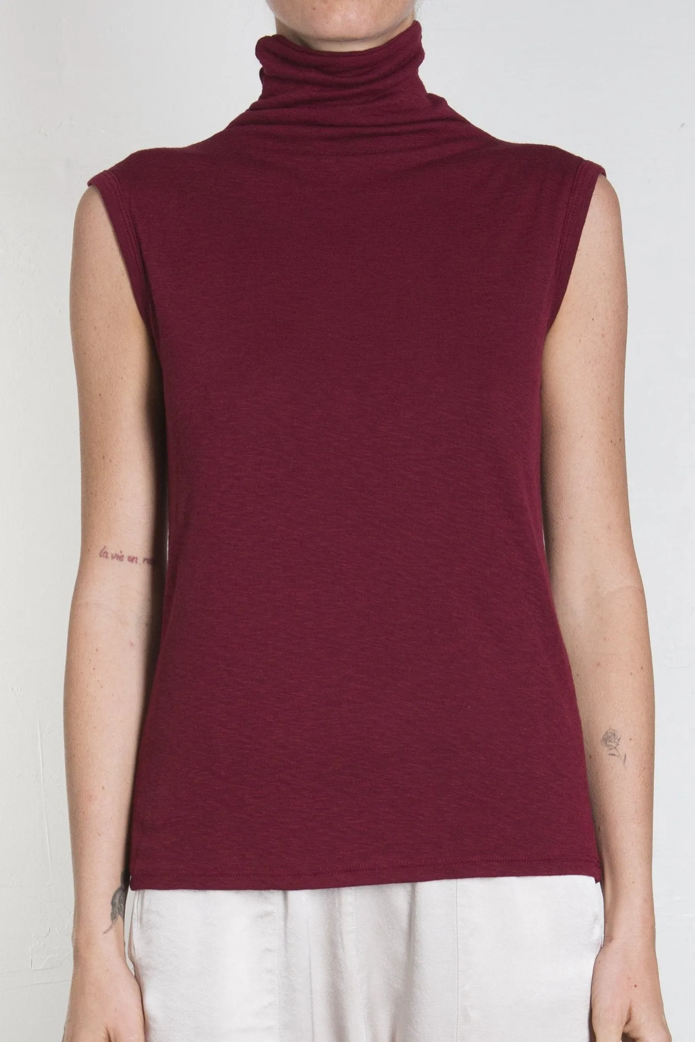 Plush Sleeveless Mock Turtleneck - Ruby *Final Sale*