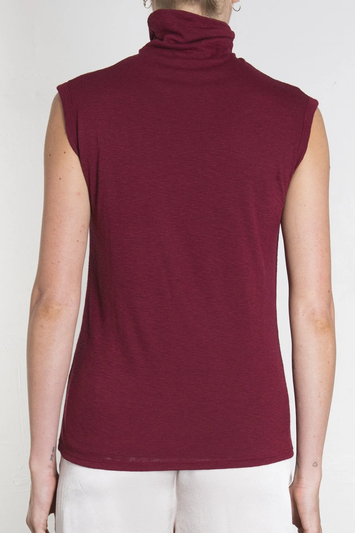 Plush Sleeveless Mock Turtleneck - Ruby *Final Sale*