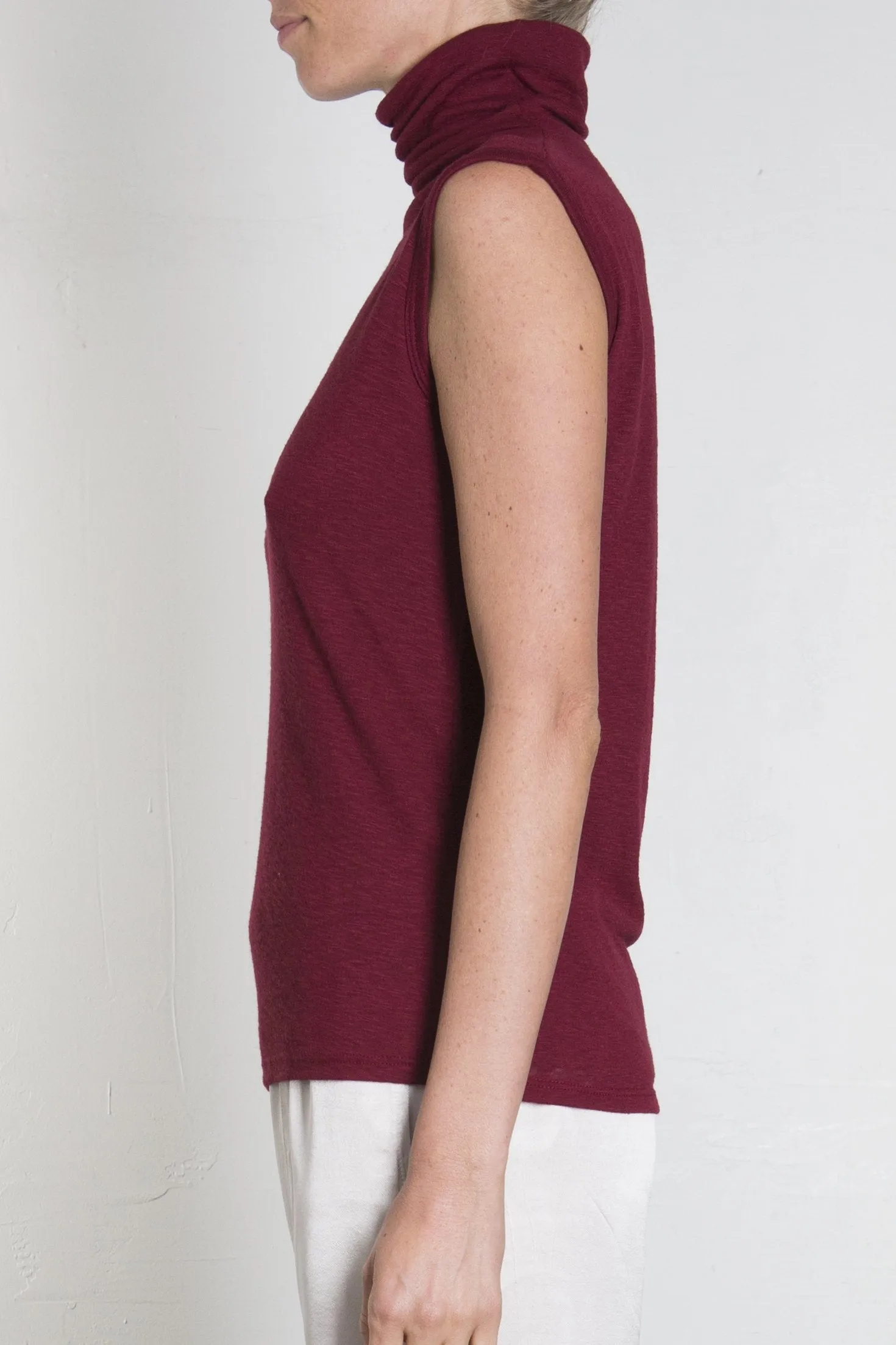 Plush Sleeveless Mock Turtleneck - Ruby *Final Sale*