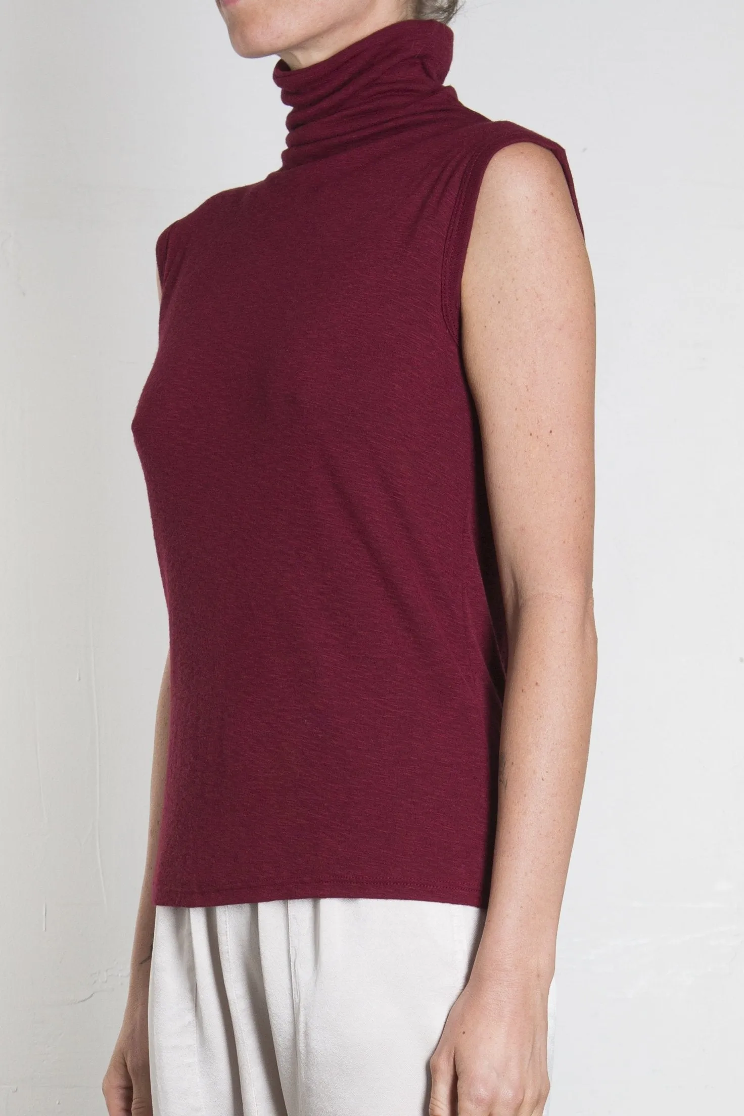 Plush Sleeveless Mock Turtleneck - Ruby *Final Sale*