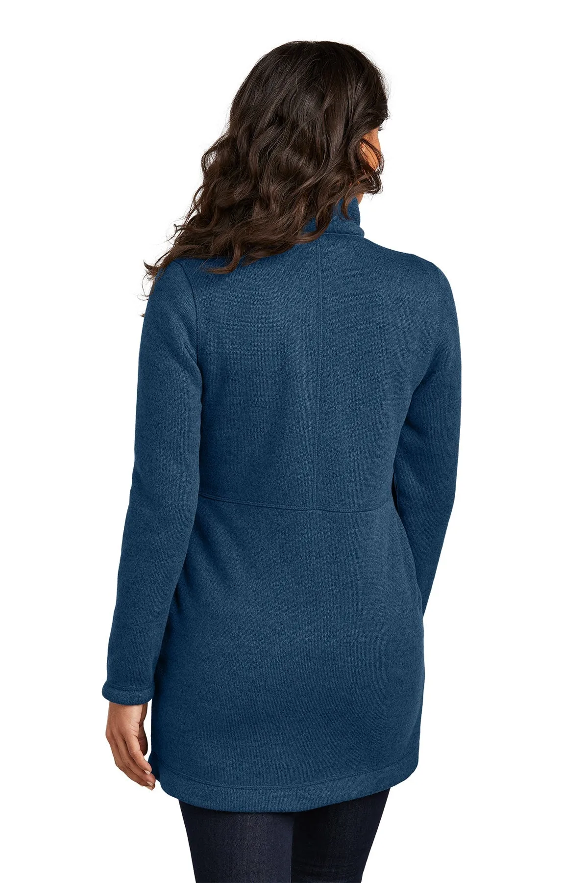 Port Authority Ladies Arc Sweater Fleece Long Custom Jackets, Insignia Blue Heather