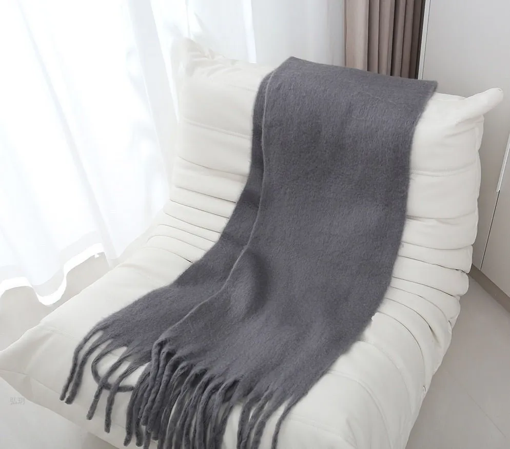 Pre Order:  Mohair Braided Tassel Thick Scarf