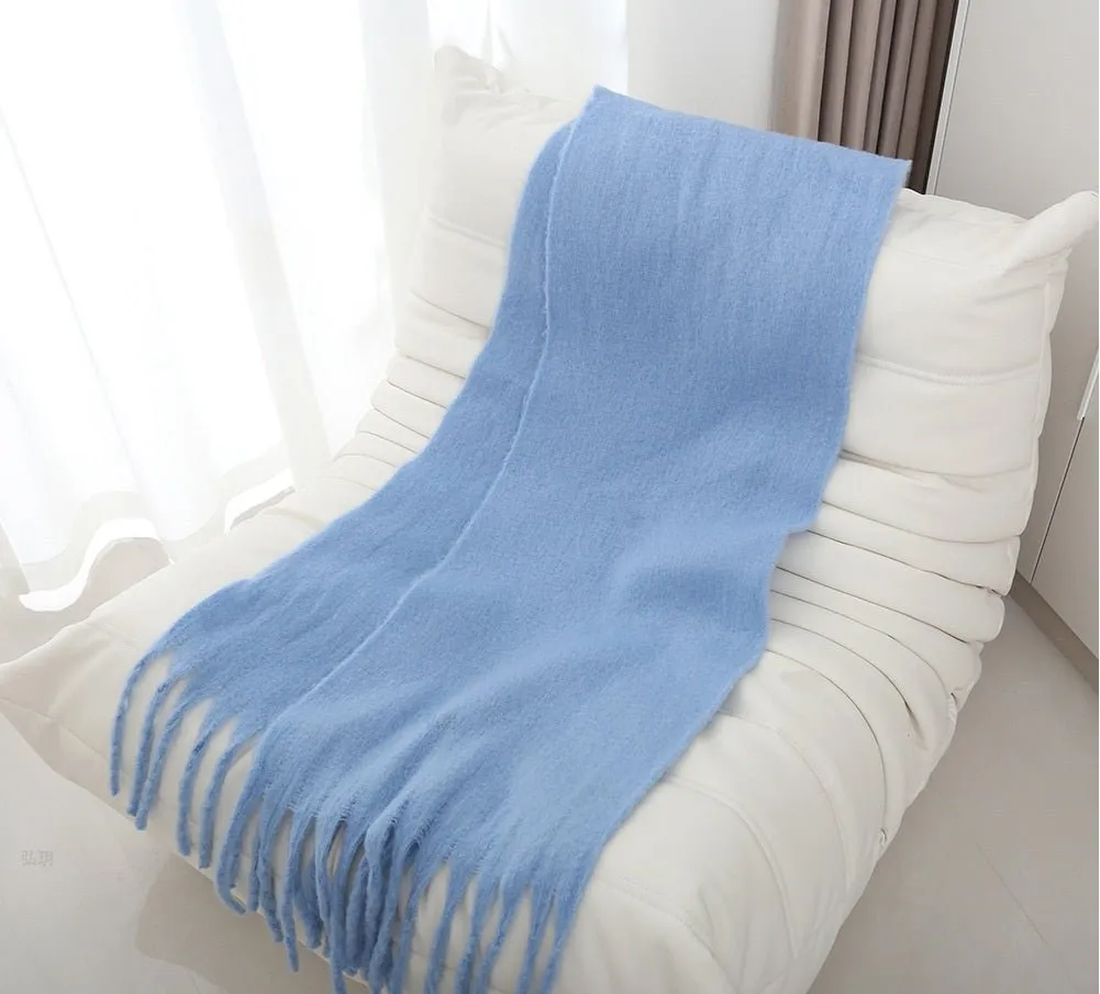 Pre Order:  Mohair Braided Tassel Thick Scarf