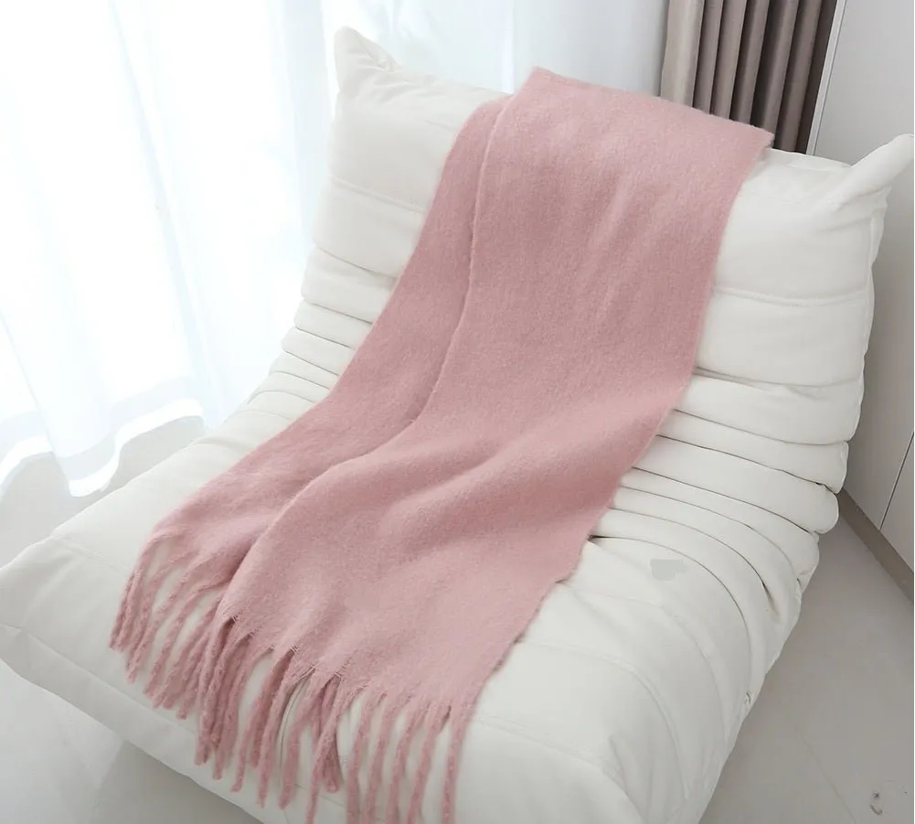 Pre Order:  Mohair Braided Tassel Thick Scarf