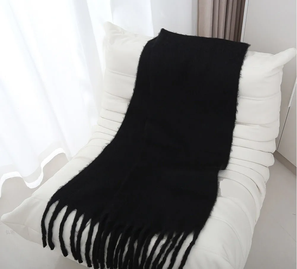 Pre Order:  Mohair Braided Tassel Thick Scarf